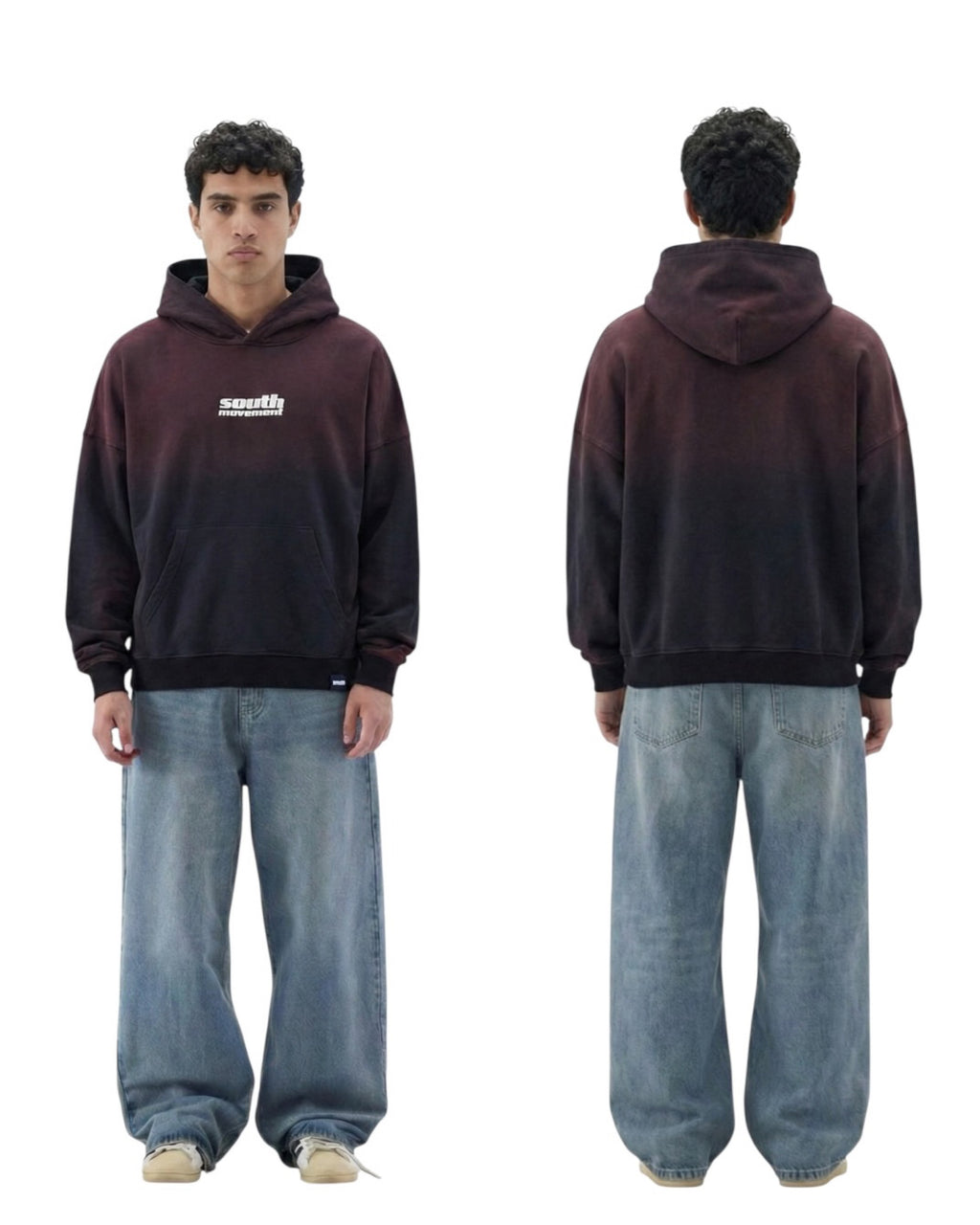 SouthMovement — Shadow Fade Hoodie (Burgundy Black)
