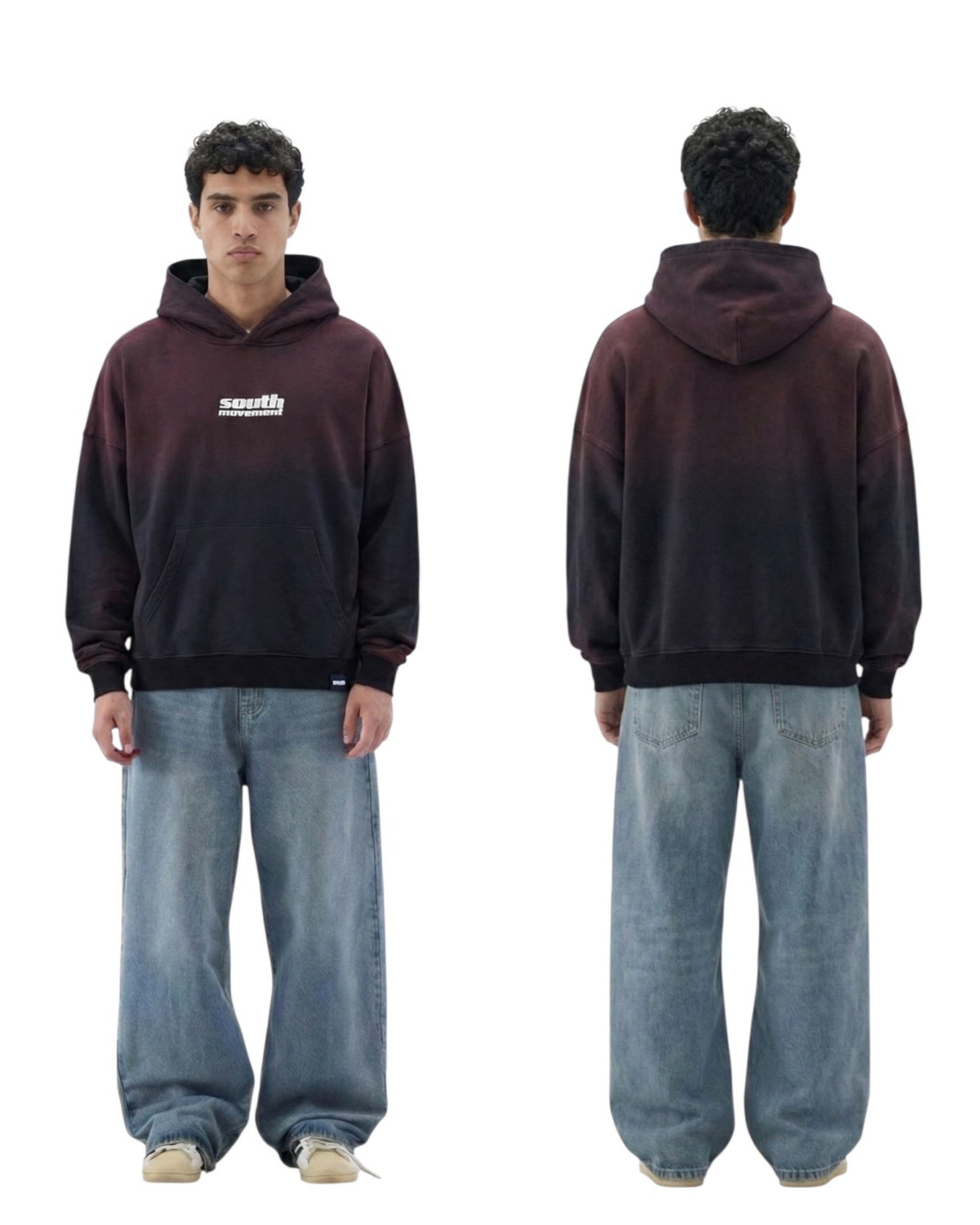 SouthMovement — Shadow Fade Hoodie (Burgundy Black)